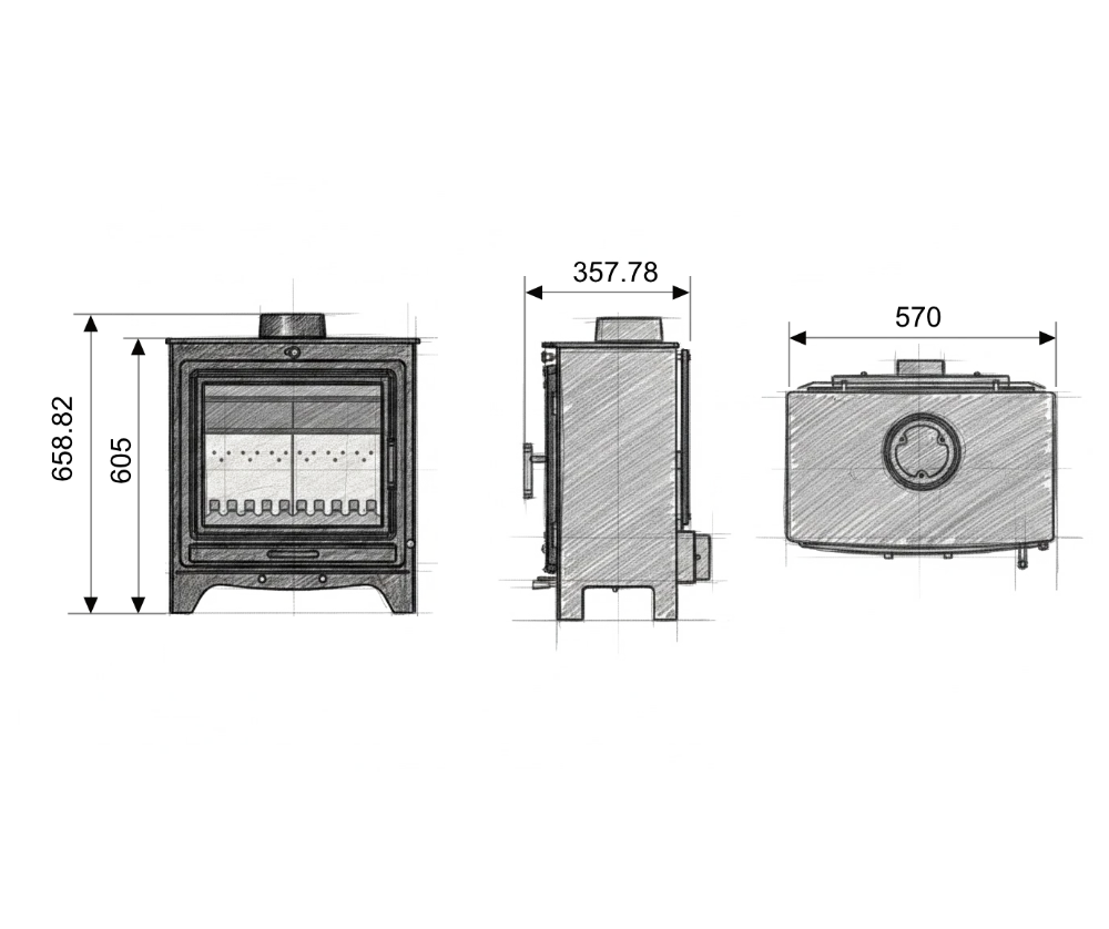 Ecoflame Lux 8 Dimension Drawing