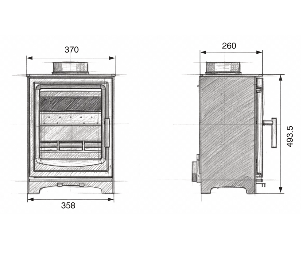 ecoflame 2 mini technical drawing