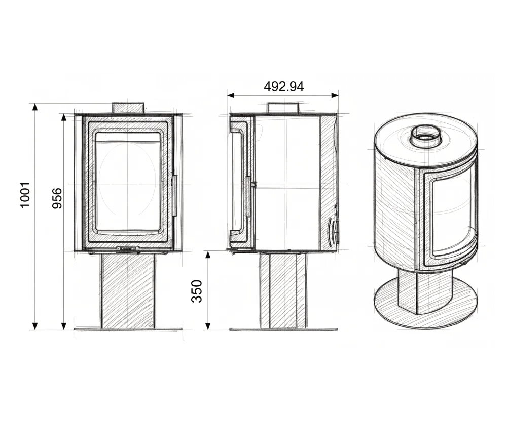 ecoflame 5ped technical drawing