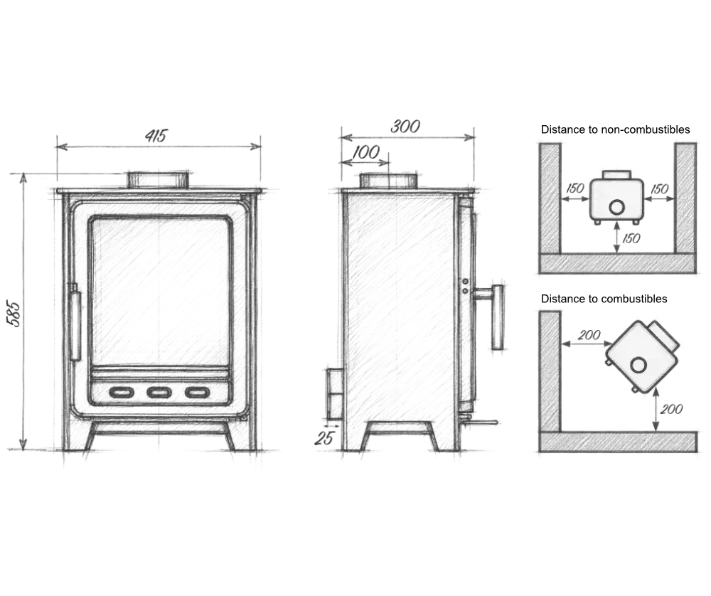 ecoflame elite technical drawing